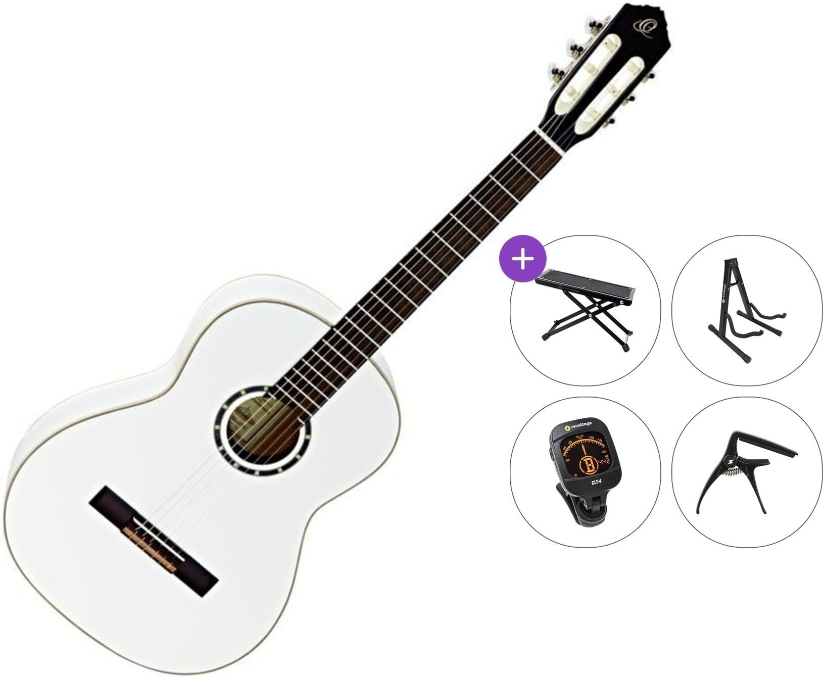 Klassieke gitaar Ortega R121SNWH Premium SET 4/4 White Klassieke gitaar