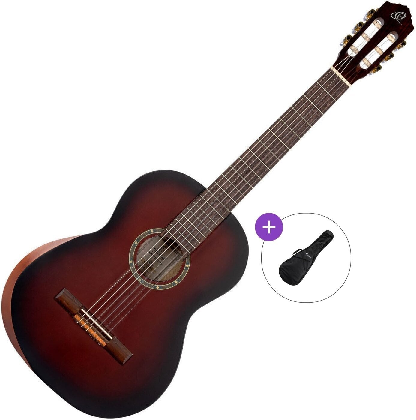 Klasiskā ģitāra Ortega R55DLX-BFT Basic SET 4/4 Burbon Burst Klasiskā ģitāra