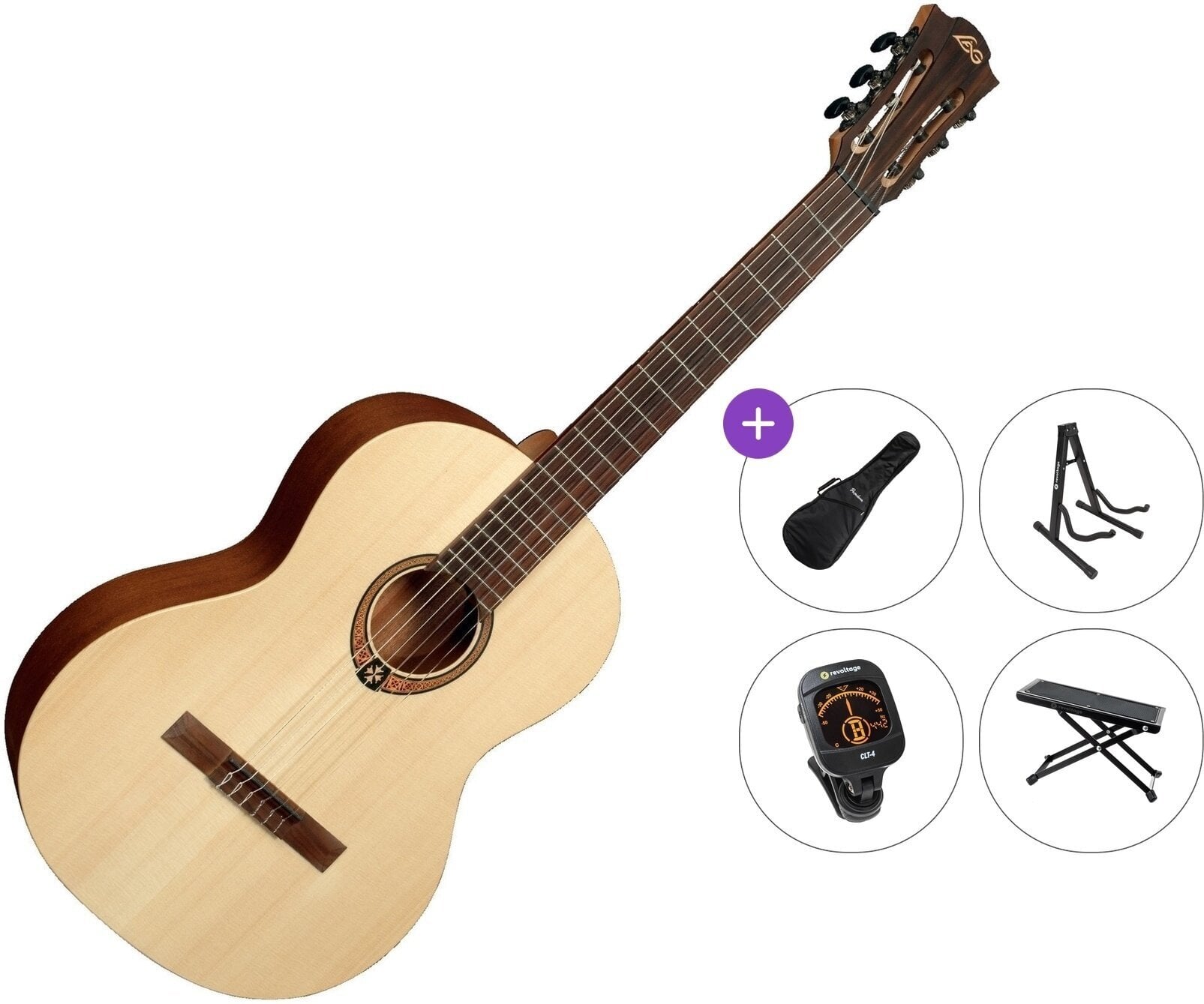 Klassisk guitar LAG OC70 Premium SET 4/4 Natural Satin Klassisk guitar