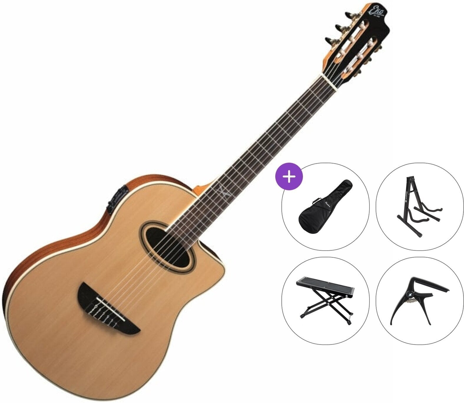 Klasična kitara z elektroniko Eko guitars NXT N100e Premium SET 4/4 Natural Klasična kitara z elektroniko
