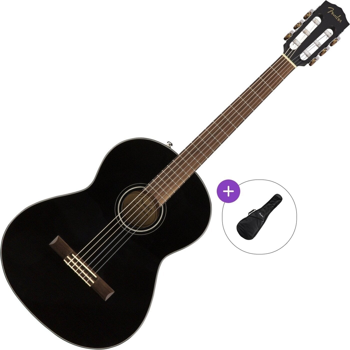 Konzertgitarre Fender CN-60S Nylon WN Basic SET 4/4 Black Konzertgitarre
