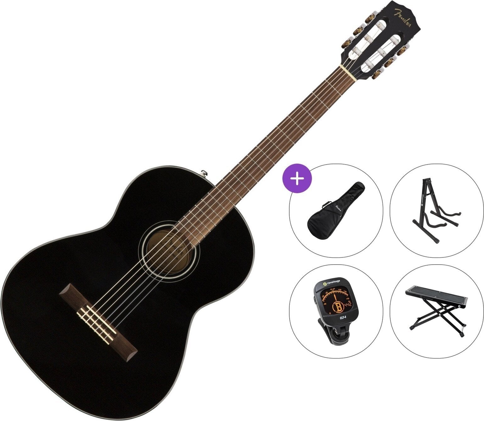 Konzertgitarre Fender CN-60S Nylon WN Premium SET 4/4 Black Konzertgitarre