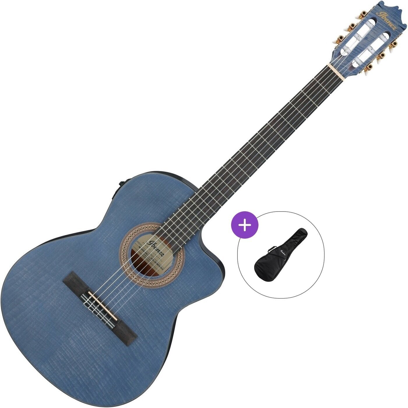 Klasična kitara z elektroniko Ibanez GA5FMTCE-OB Basic SET Berry Blue Klasična kitara z elektroniko