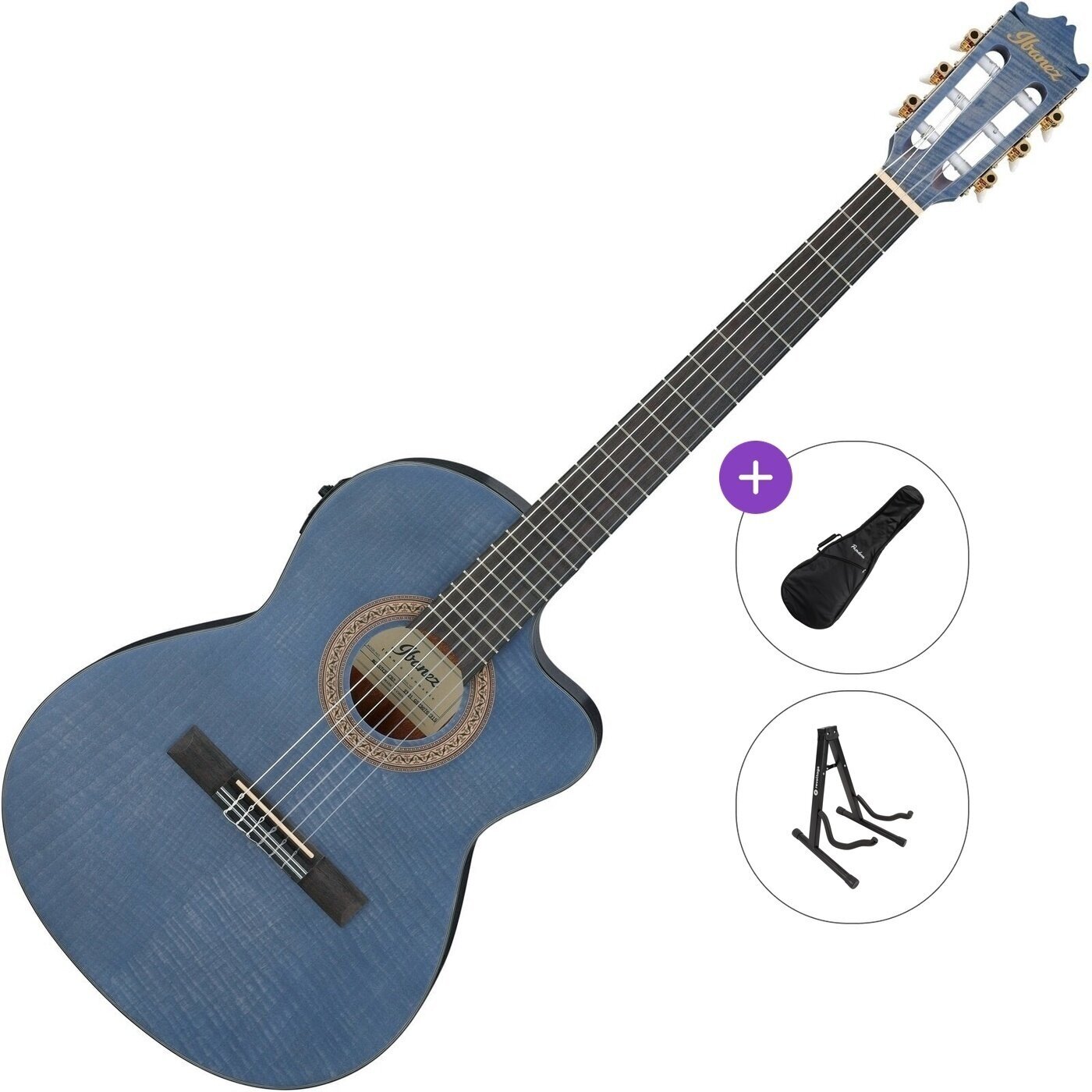 Klasična kitara z elektroniko Ibanez GA5FMTCE-OB Standard SET Berry Blue Klasična kitara z elektroniko