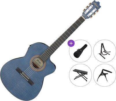 Klasična kitara z elektroniko Ibanez GA5FMTCE-OB Premium SET Berry Blue Klasična kitara z elektroniko - 1