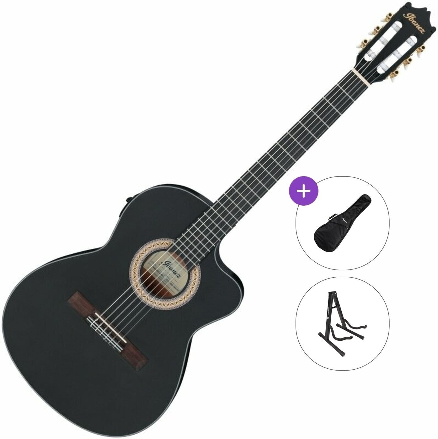 Klasiskā ģitāra ar priekšpastiprinātāju Ibanez GA5MHTCE-WK Standard SET 4/4 Weathered Black Open Pore Klasiskā ģitāra ar priekšpastiprinātāju