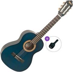 Semi-klassieke gitaar voor kinderen Valencia VC202 Basic SET Transparent Blue Semi-klassieke gitaar voor kinderen