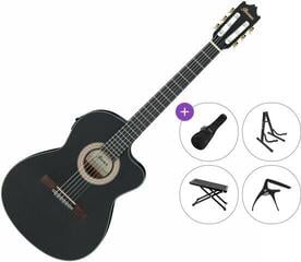 Klasiskā ģitāra ar priekšpastiprinātāju Ibanez GA5MHTCE-WK Premium SET 4/4 Weathered Black Open Pore Klasiskā ģitāra ar priekšpastiprinātāju