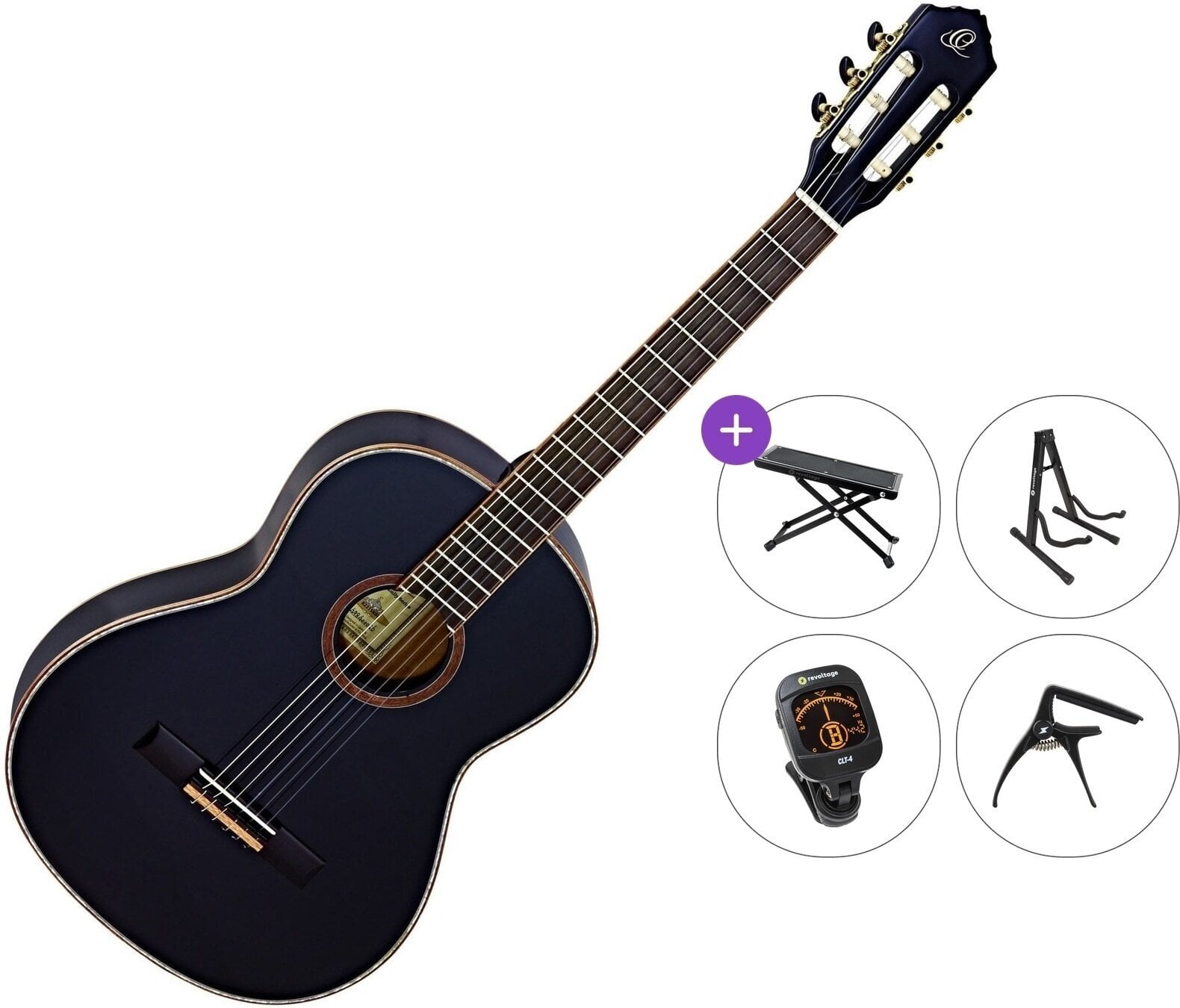 Klassieke gitaar Ortega R221SNBK Premium SET 4/4 Black Klassieke gitaar