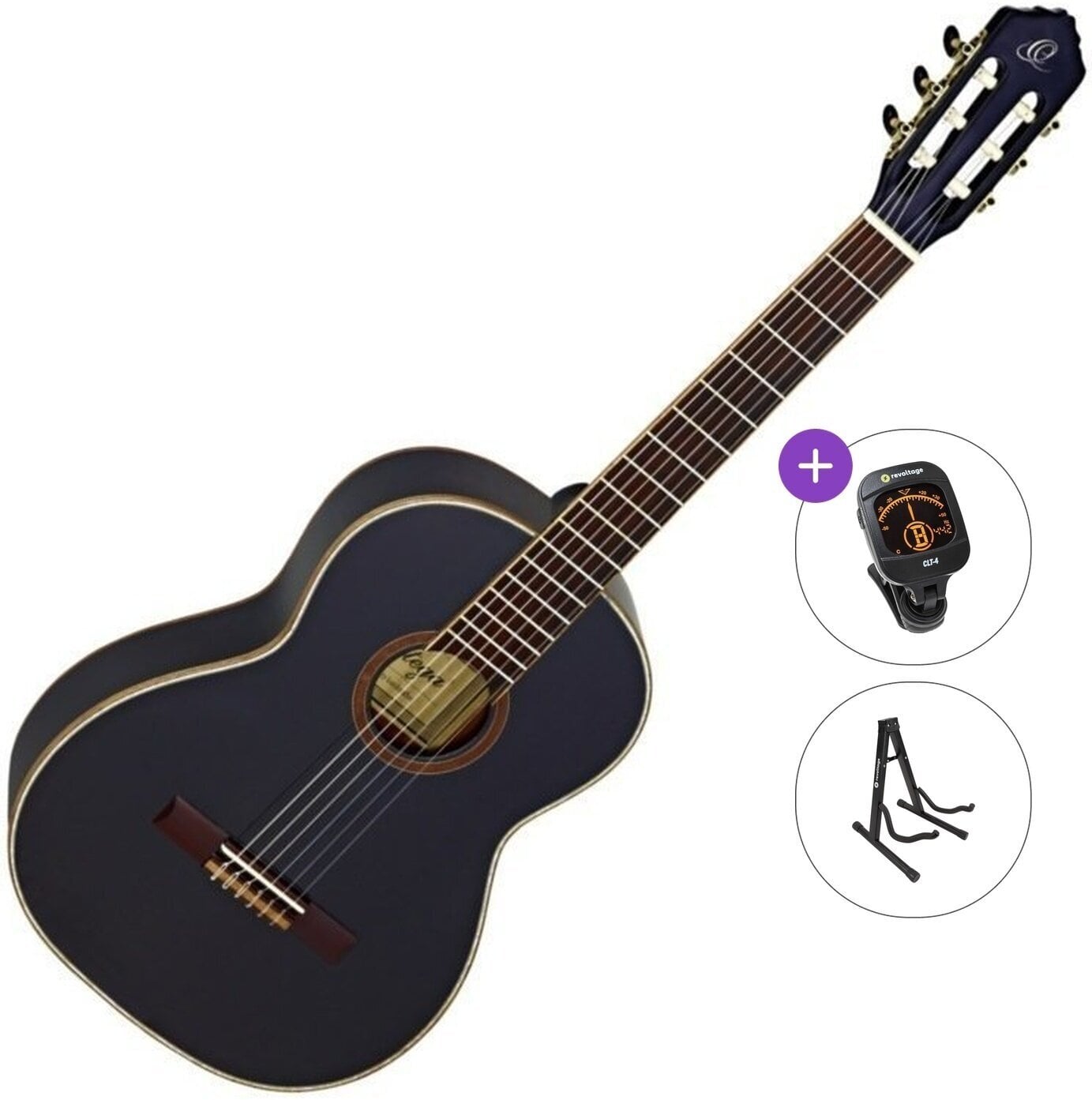 Klassieke gitaar Ortega R221BK Standard SET 4/4 Black Klassieke gitaar