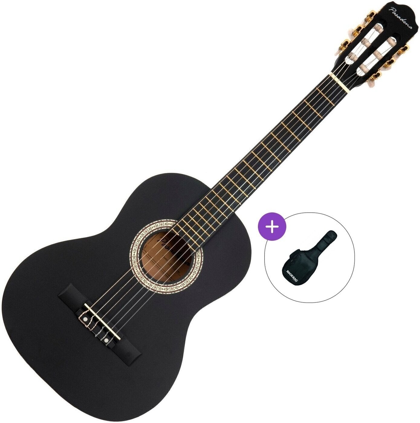 Guitare classique taile 1/2 pour enfant Pasadena SC041 Basic SET Black Guitare classique taile 1/2 pour enfant