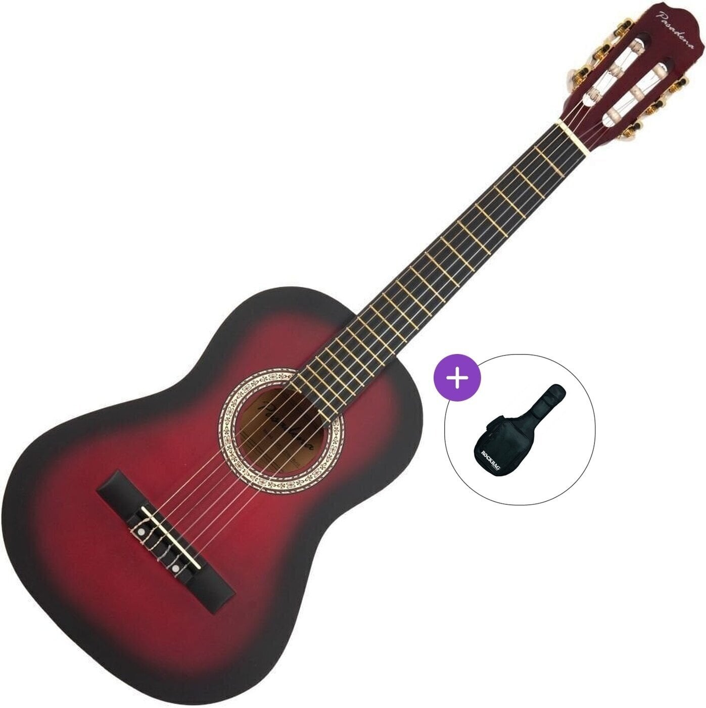 Guitare classique taile 1/2 pour enfant Pasadena SC041 Basic SET Red Burst Guitare classique taile 1/2 pour enfant