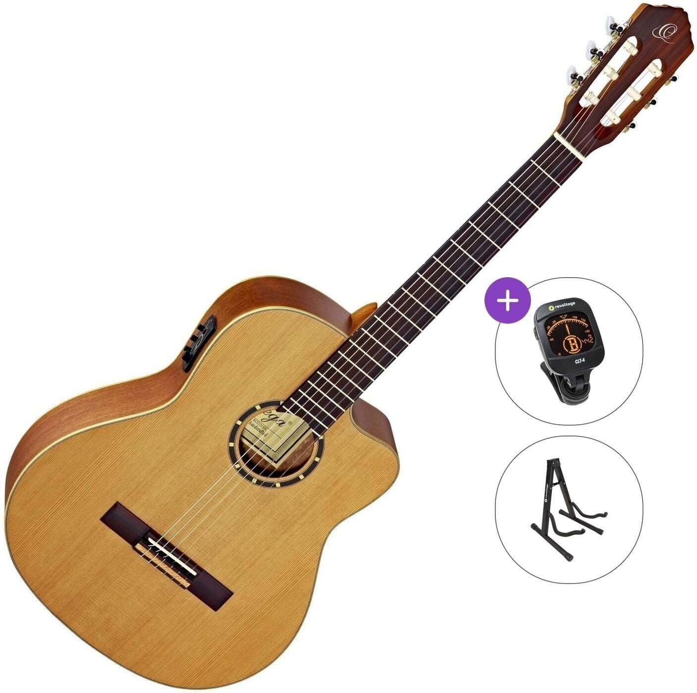 Gitara klasyczna z przetwornikiem Ortega RCE131 Standard SET 4/4 Natural Gitara klasyczna z przetwornikiem