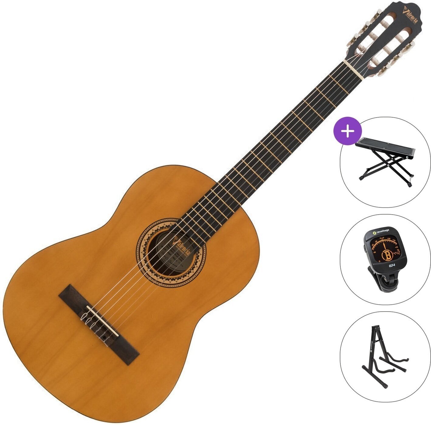 Guitare classique Valencia VC204 w Bag Premium SET 4/4 Antique Natural Guitare classique