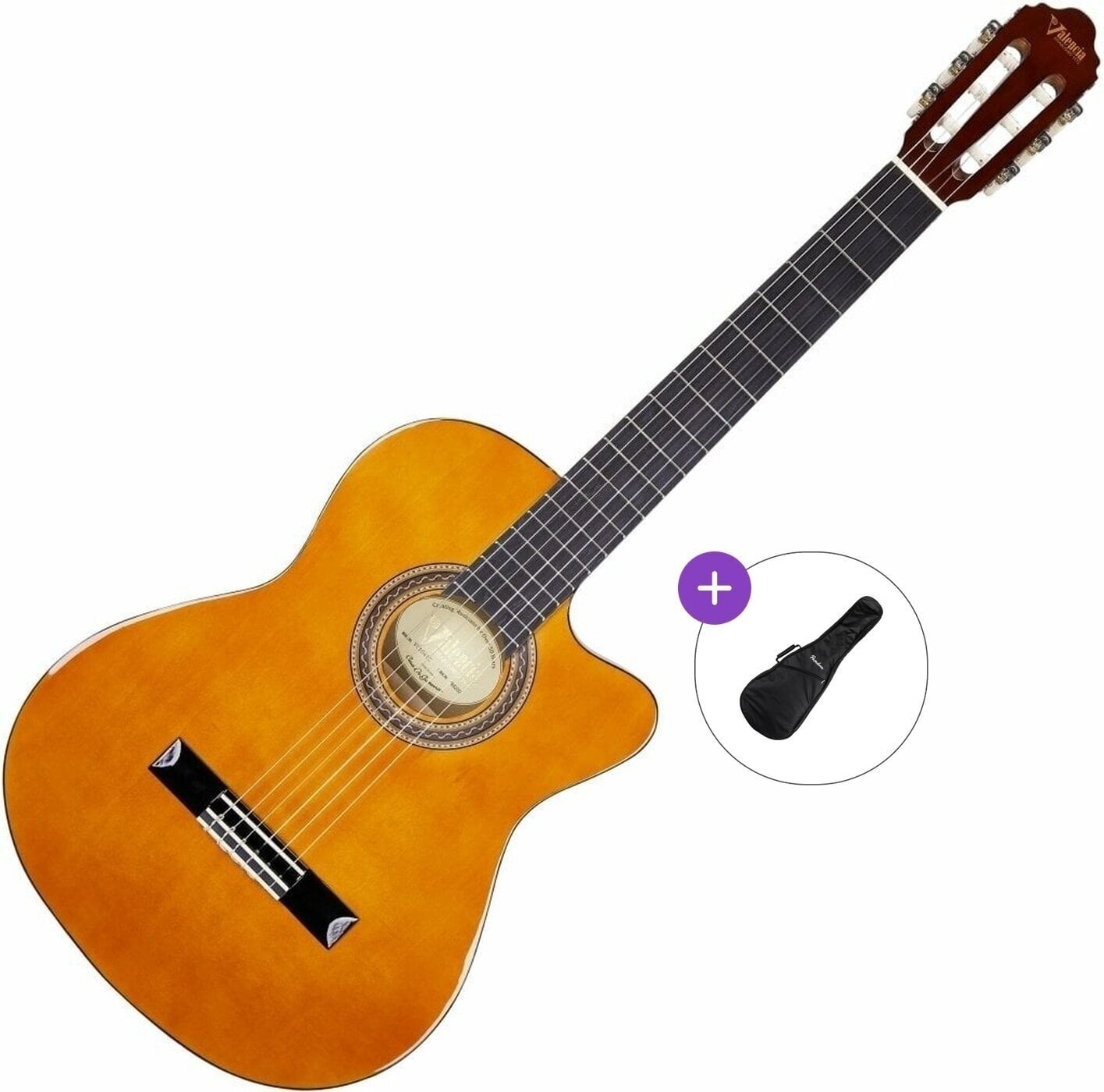 Klassieke gitaar Valencia VC104TC Basic SET 4/4 Natural Klassieke gitaar