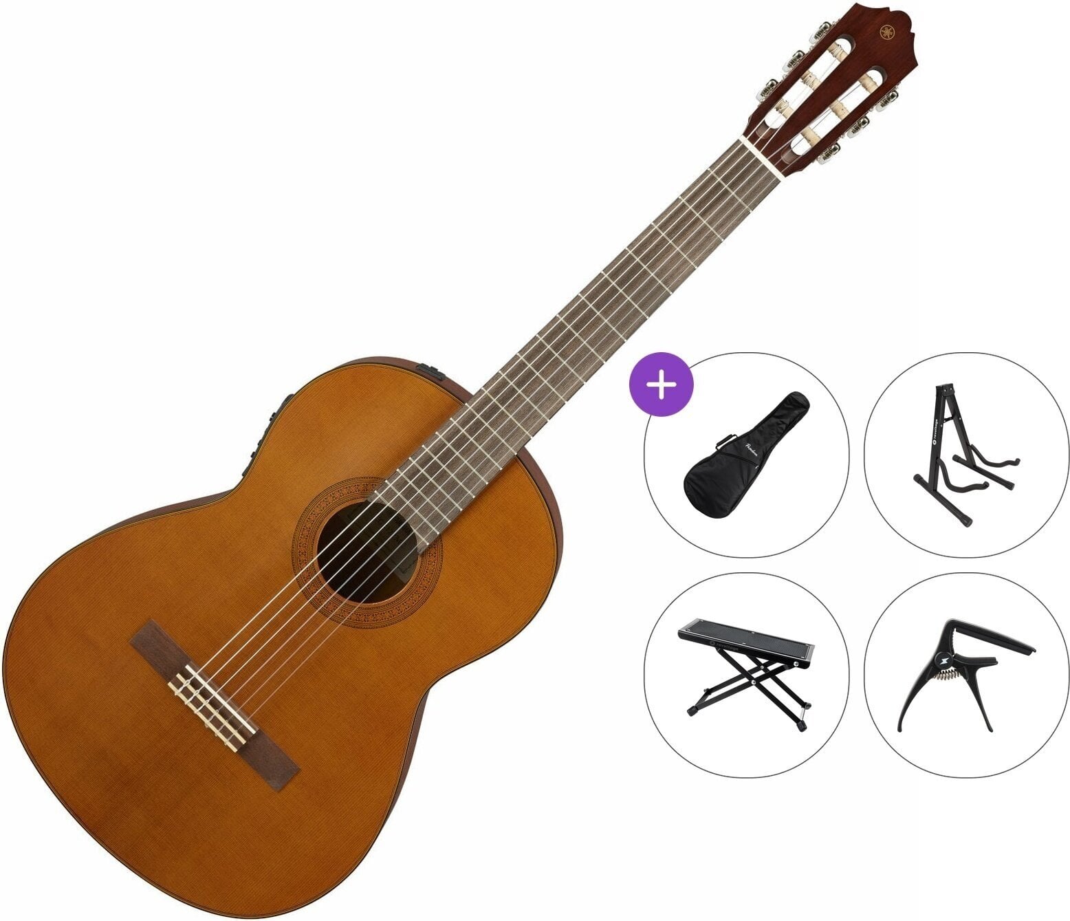 Chitară clasică cu preamplificare Yamaha CGX122MC Premium SET 4/4 Red Cedar-Natural Chitară clasică cu preamplificare