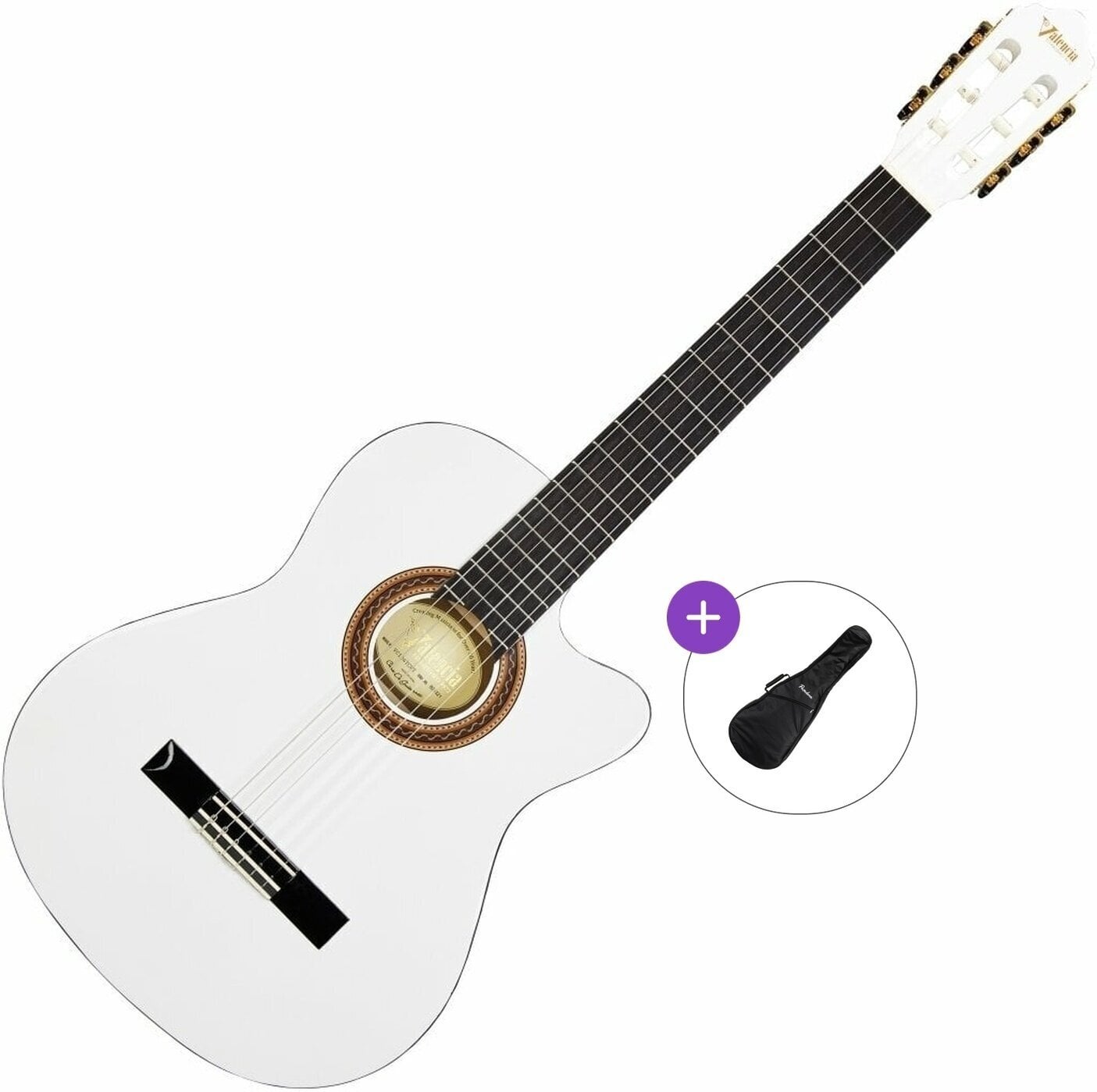 Klassinen kitara Valencia VC104TC Basic SET 4/4 White Klassinen kitara