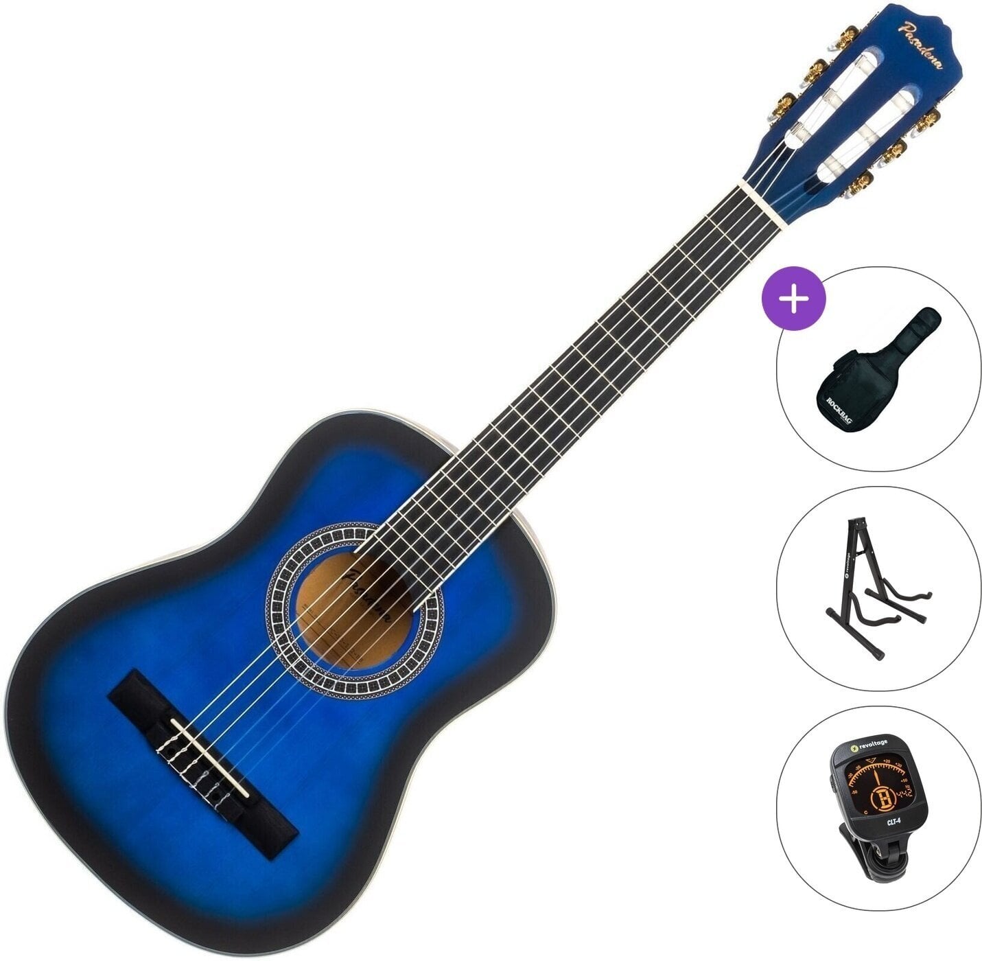Semi-klassieke gitaar voor kinderen Pasadena PC-10-1/2 Standard SET Blue Burst Semi-klassieke gitaar voor kinderen