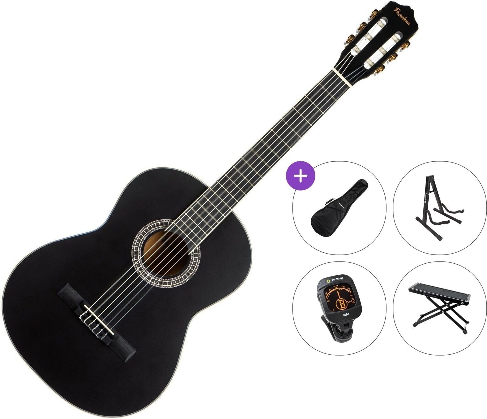 Klassieke gitaar Pasadena PC-10 Premium SET 4/4 Black Klassieke gitaar