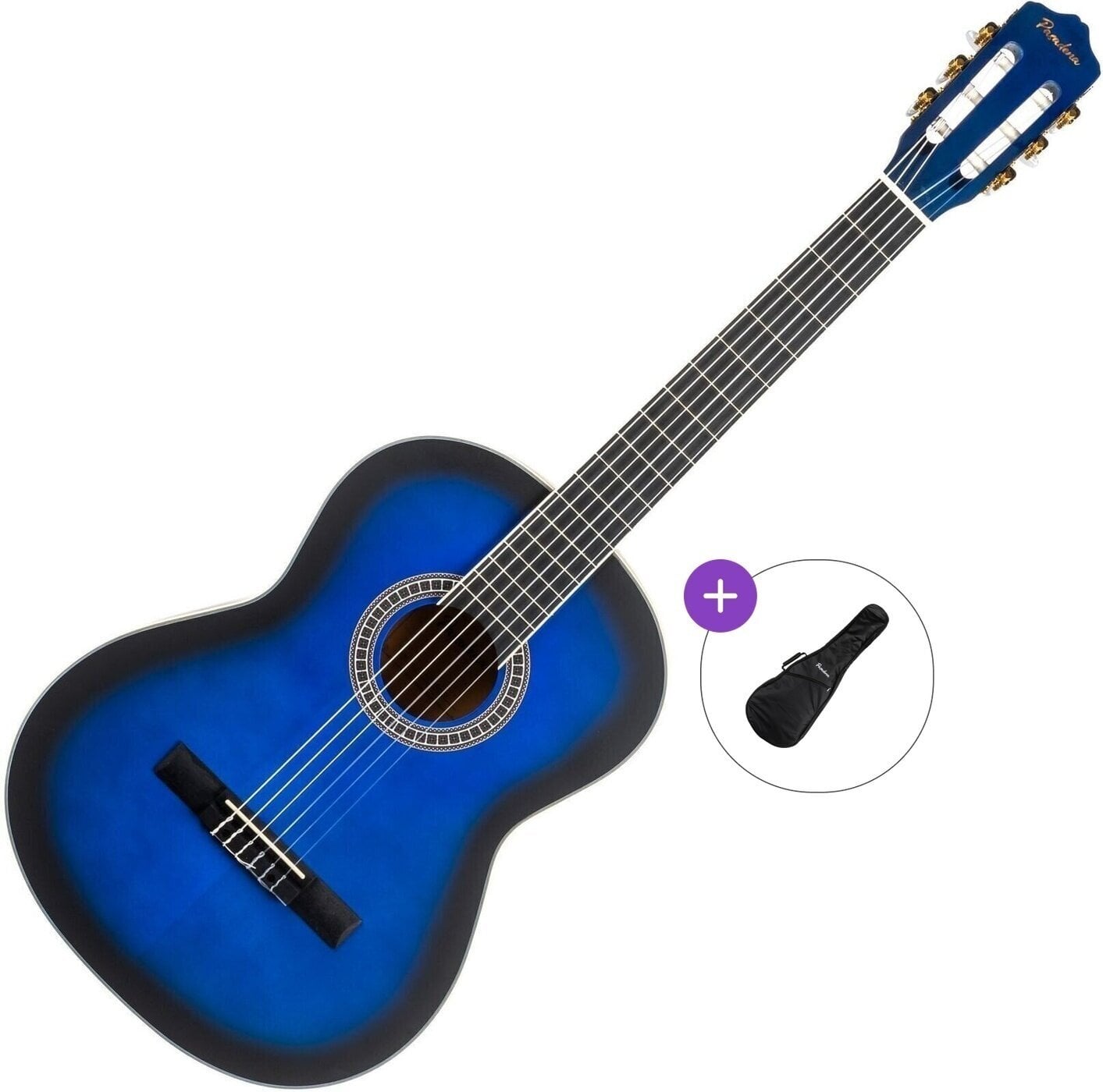 Klassikaline kitarr Pasadena PC-10 Basic SET 4/4 Blue Burst Klassikaline kitarr