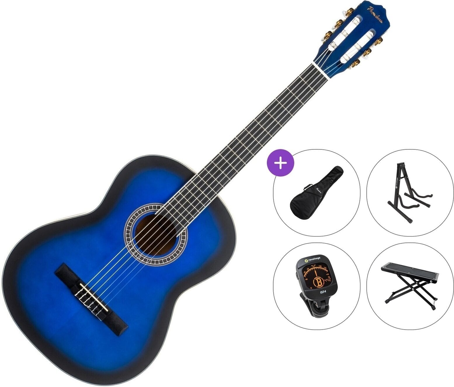 Klassikaline kitarr Pasadena PC-10 Premium SET 4/4 Blue Burst Klassikaline kitarr