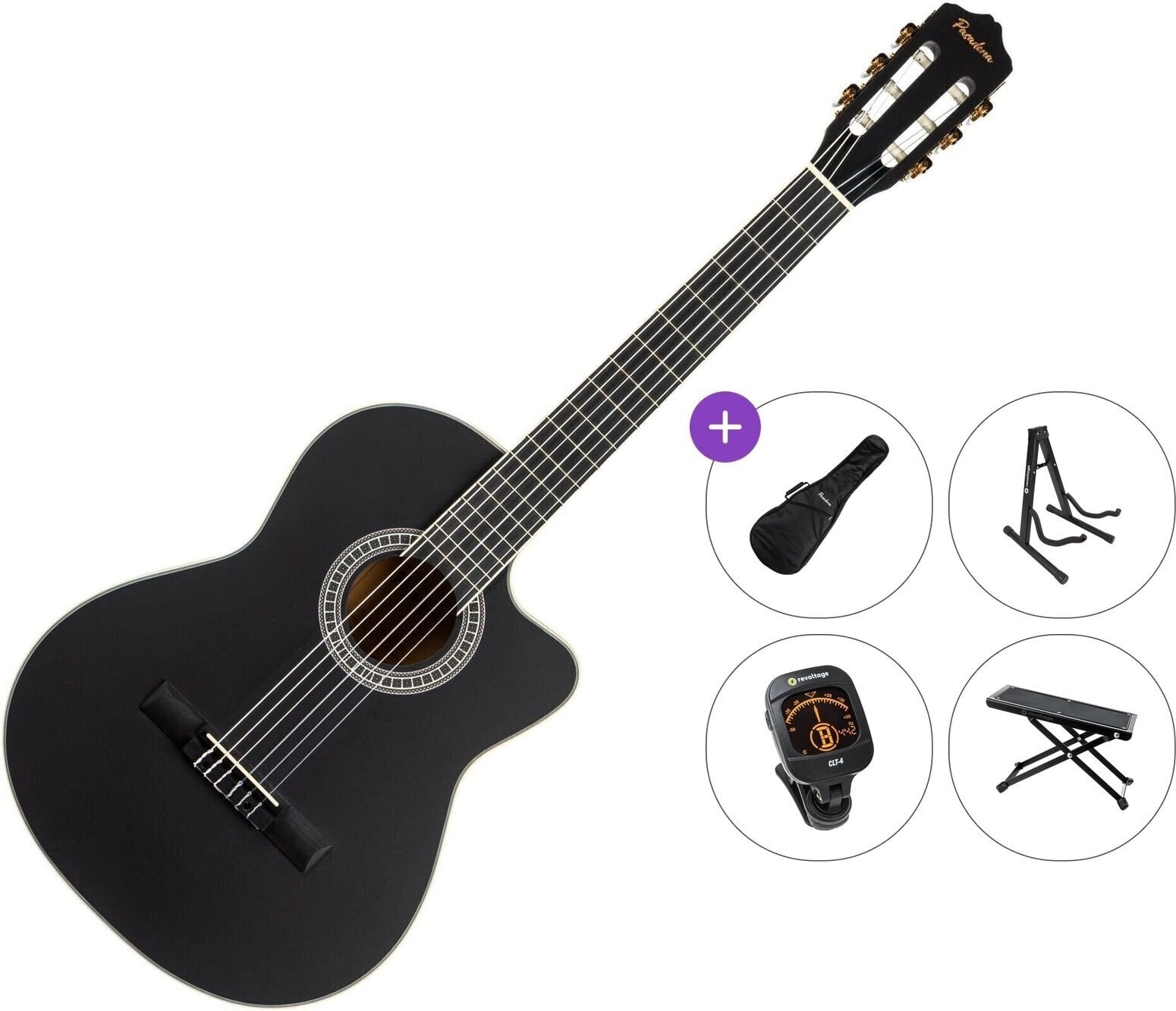 Klassieke gitaar Pasadena PCC-10 Premium SET 4/4 Black Klassieke gitaar