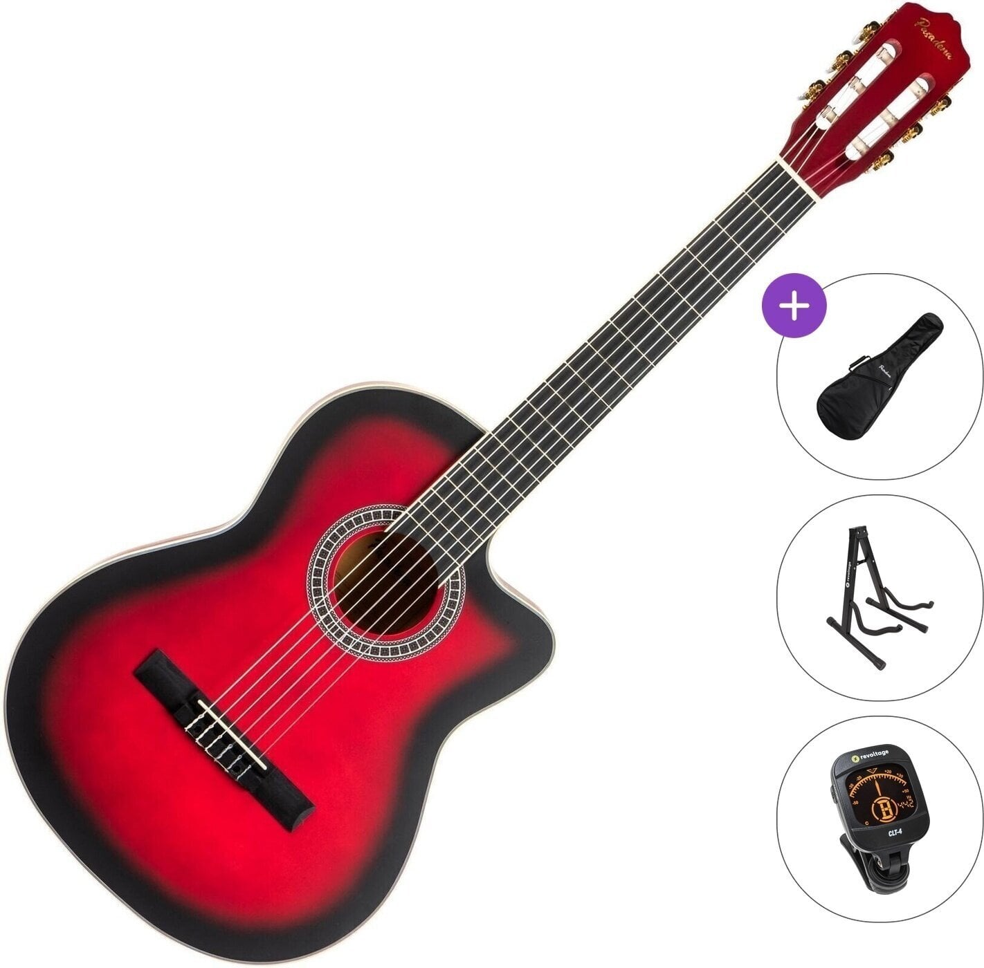 Klassieke gitaar Pasadena PCC-10 Standard SET 4/4 Red Burst Klassieke gitaar
