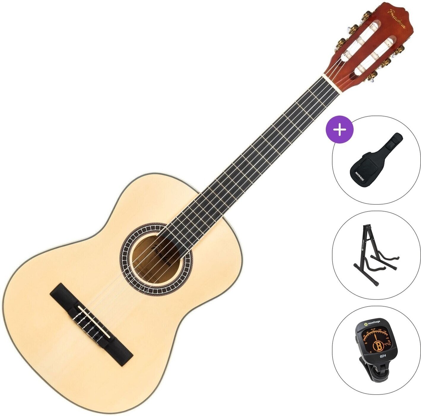 3/4 klassieke gitaar voor kinderen Pasadena PC-10-3/4 Standard SET Natural 3/4 klassieke gitaar voor kinderen