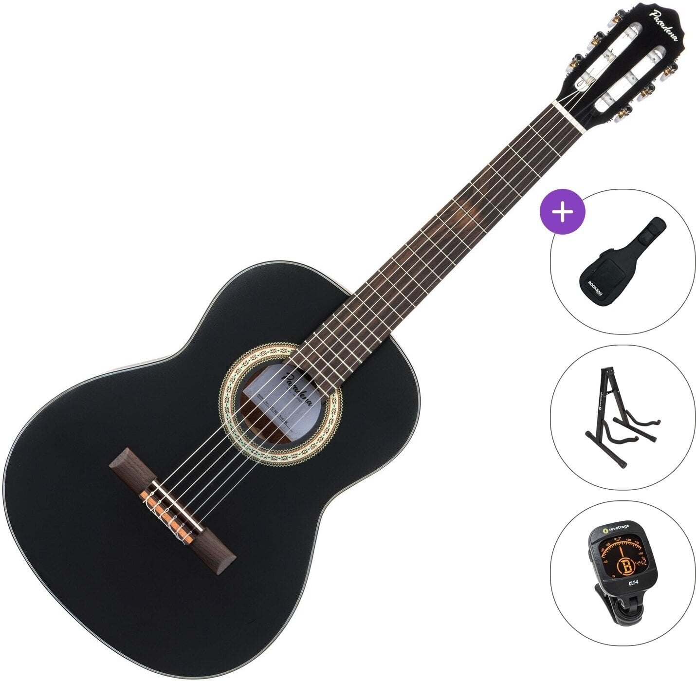 Gitara klasyczna 3/4 dla dzieci Pasadena PC-100 Standard SET Black Gitara klasyczna 3/4 dla dzieci