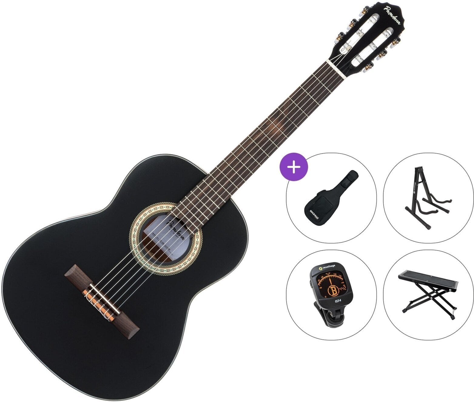 Gitara klasyczna 3/4 dla dzieci Pasadena PC-100 Premium SET Black Gitara klasyczna 3/4 dla dzieci