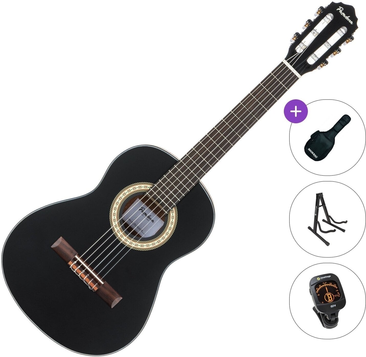 Gitara klasyczna 1/2 dla dzieci Pasadena PC-100 Standard SET Black Gitara klasyczna 1/2 dla dzieci