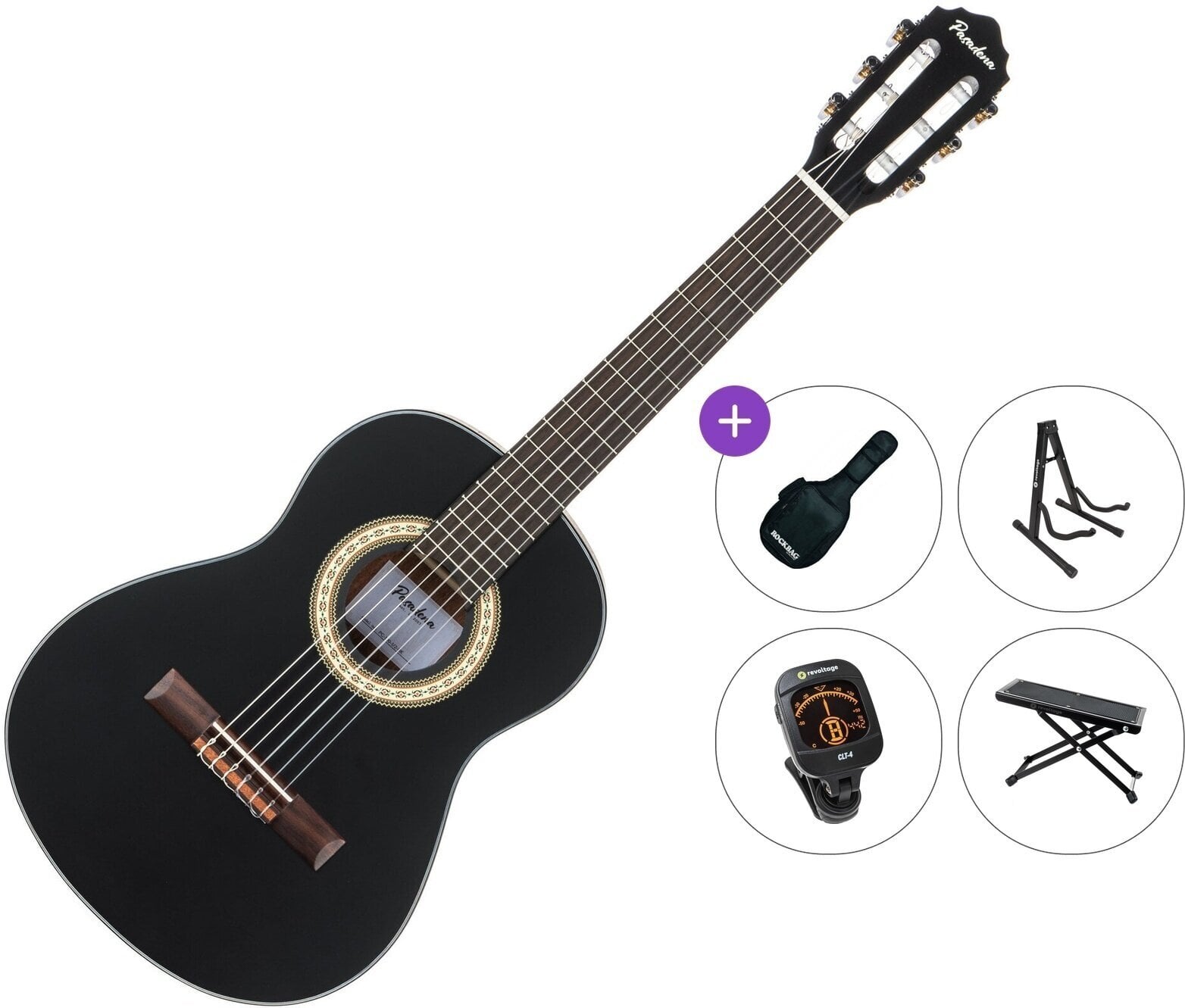 Gitara klasyczna 1/2 dla dzieci Pasadena PC-100 Premium SET Black Gitara klasyczna 1/2 dla dzieci