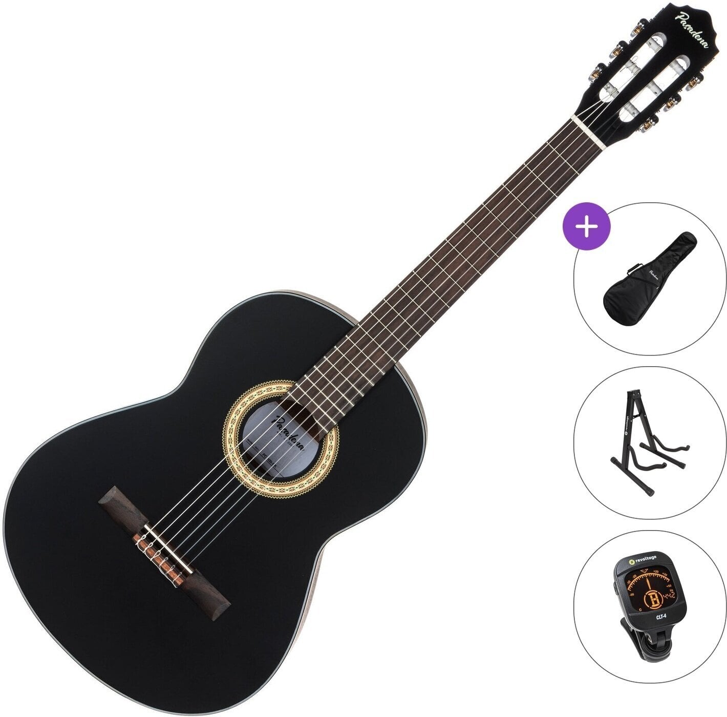 Klassieke gitaar Pasadena PC-100 Standard SET 4/4 Black Klassieke gitaar