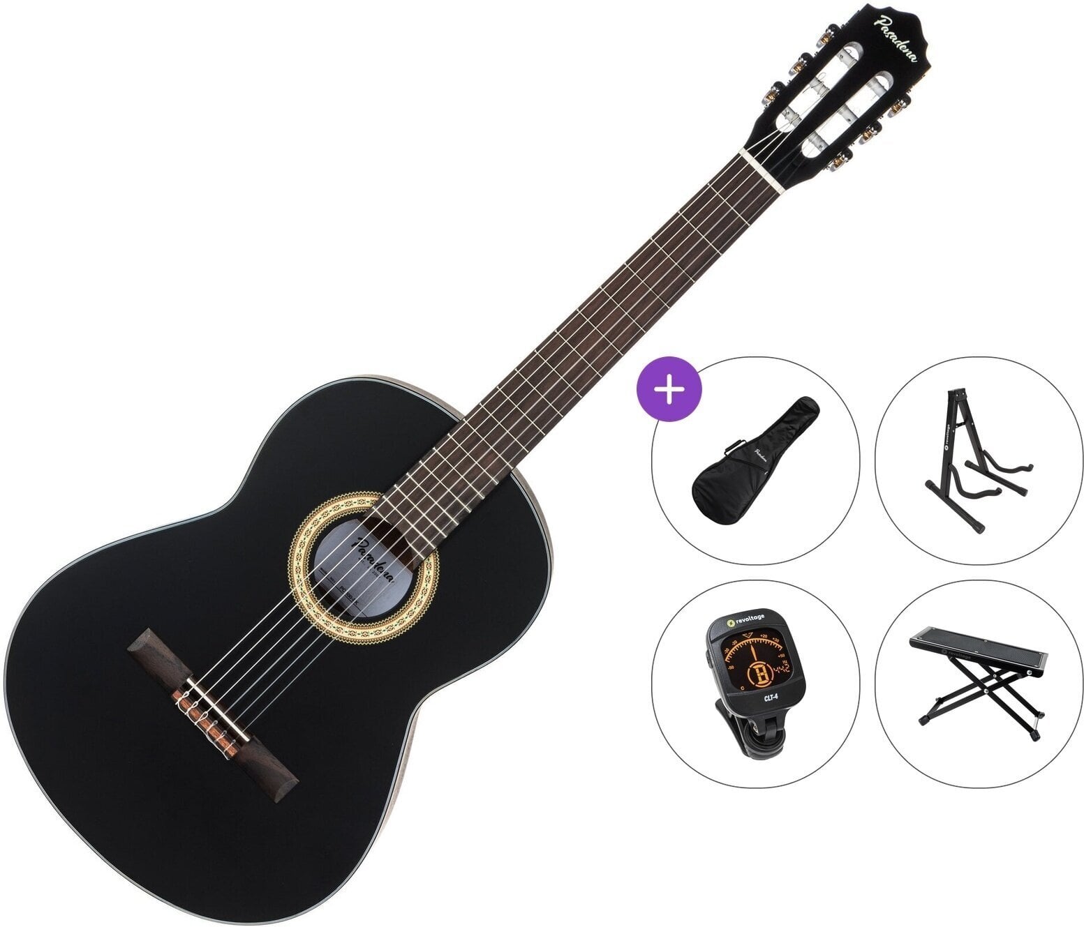 Klassieke gitaar Pasadena PC-100 Premium SET 4/4 Black Klassieke gitaar