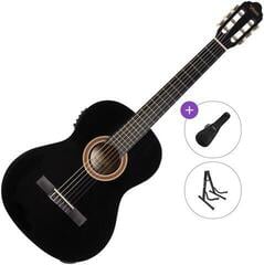 Guitarra clássica com pré-amplificador Valencia VC104E Standard SET 4/4 Black Guitarra clássica com pré-amplificador