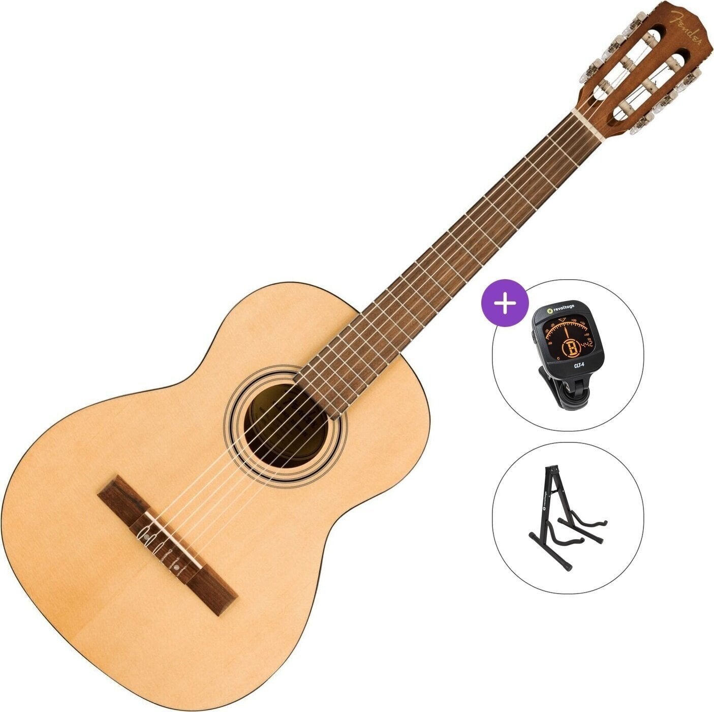Chitarra Classica 3/4 per Bambini Fender CN-30 Nylon 3/4 WN Standard SET Natural Chitarra Classica 3/4 per Bambini