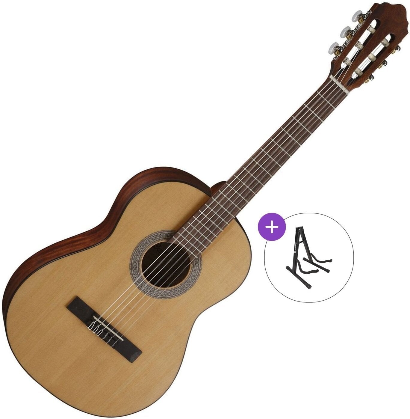3/4 klassieke gitaar voor kinderen Cort AC70 OP Basic SET Open Pore Natural 3/4 klassieke gitaar voor kinderen