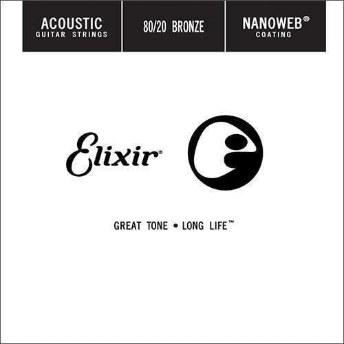 Corde de guitare acoustique à l'unité Elixir Acoustic 80/20 Bronze NanoWeb .024 Corde de guitare acoustique à l'unité