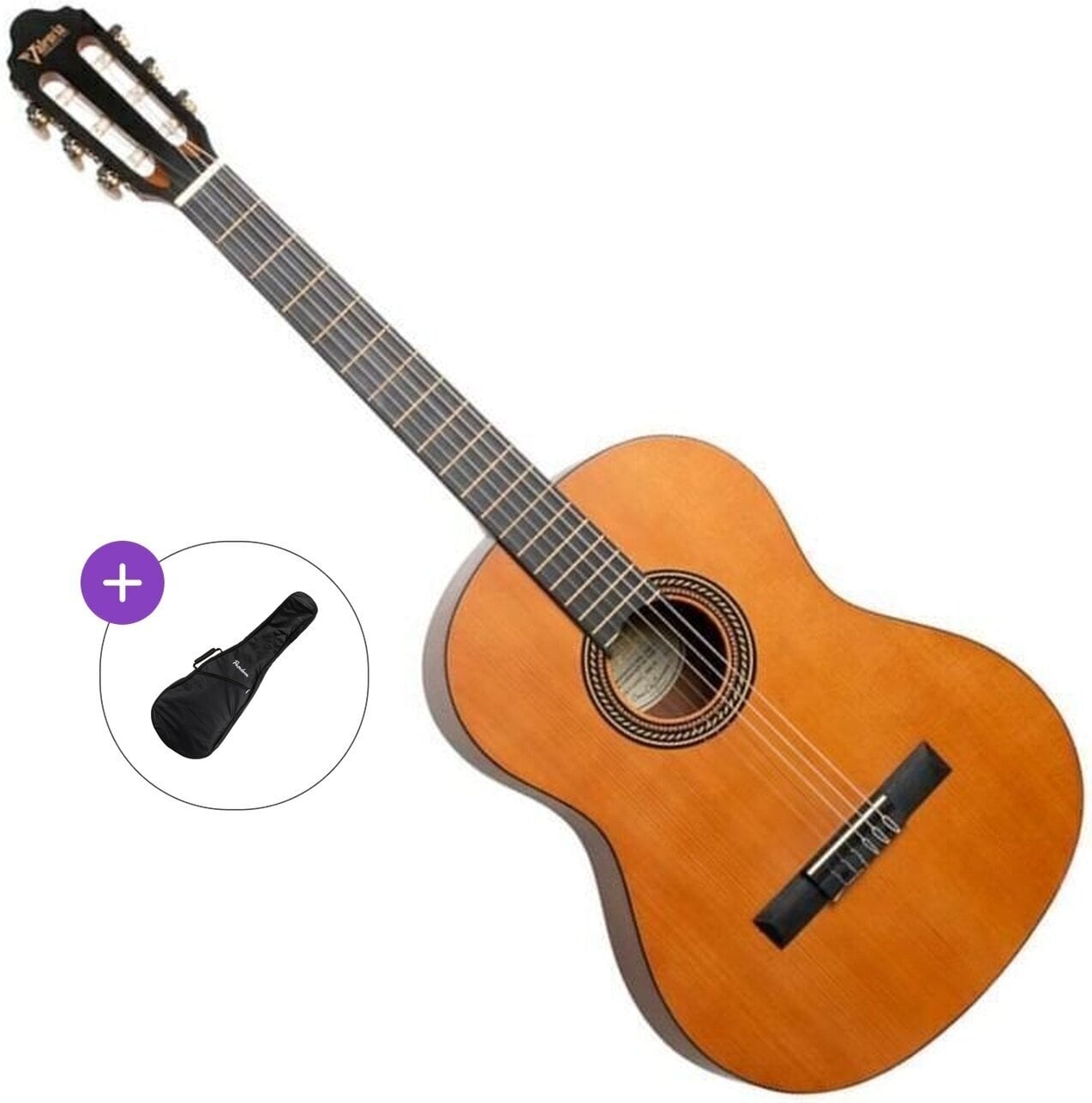 Klassieke gitaar Valencia VC204HL Basic SET 4/4 Natural Klassieke gitaar