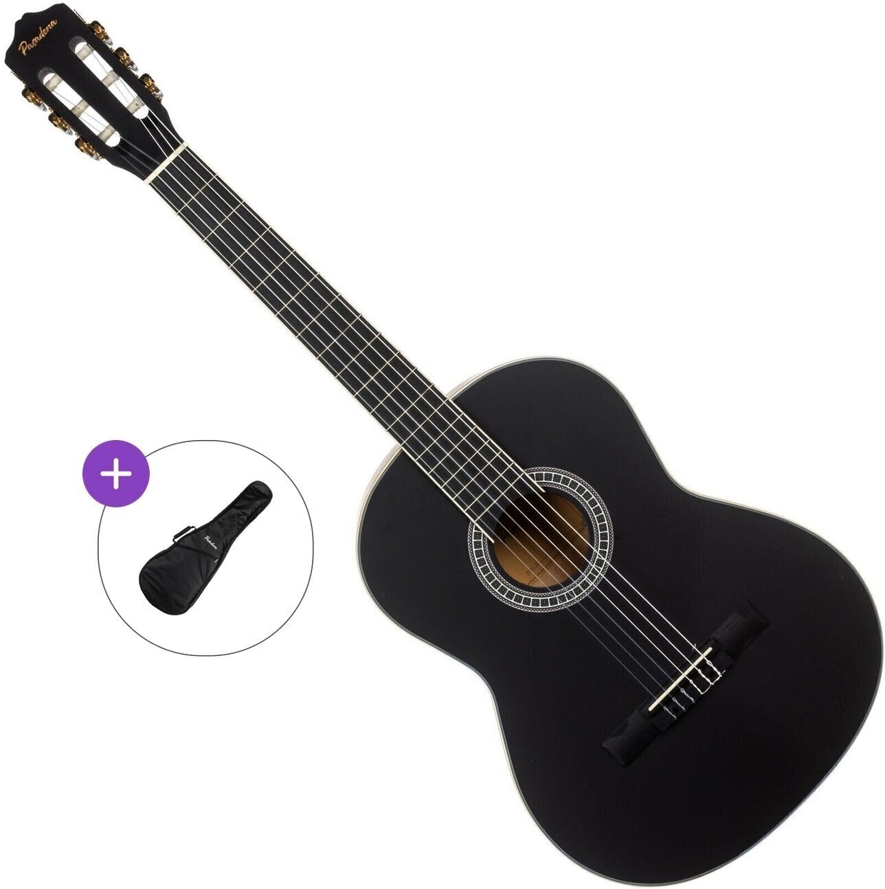 Konzertgitarre Pasadena PC-10L Basic SET 4/4 Black Konzertgitarre