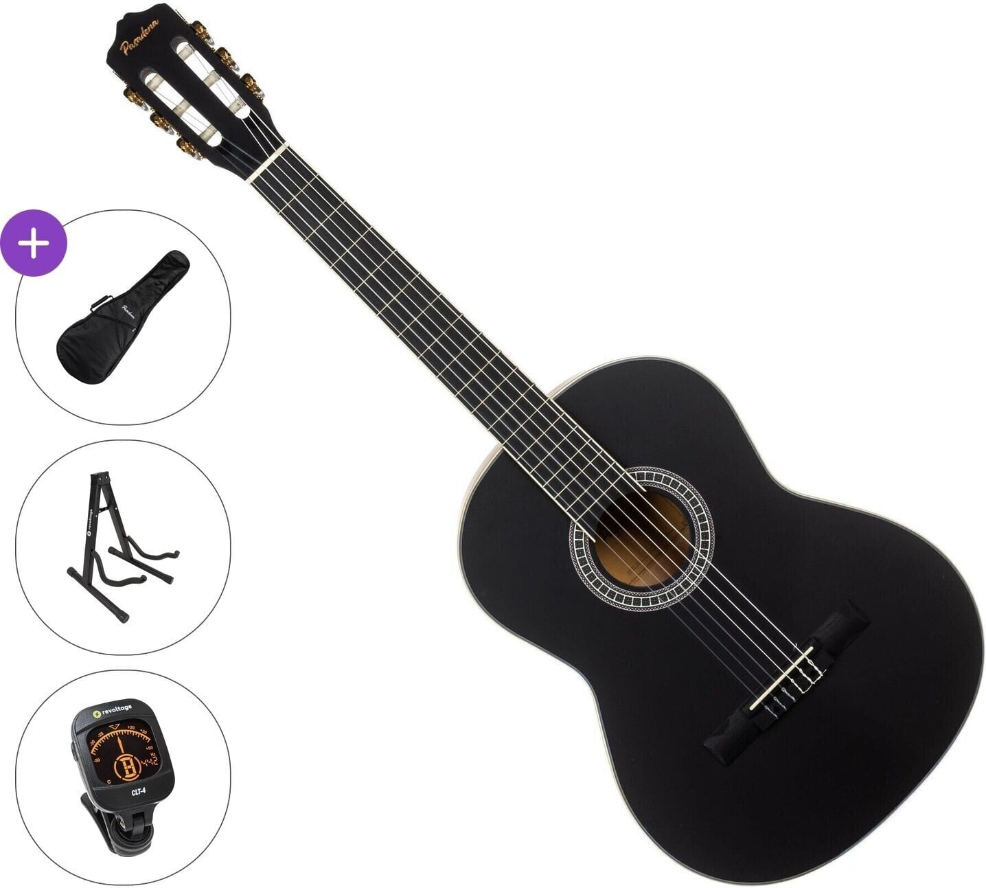 Konzertgitarre Pasadena PC-10L Standard SET 4/4 Black Konzertgitarre