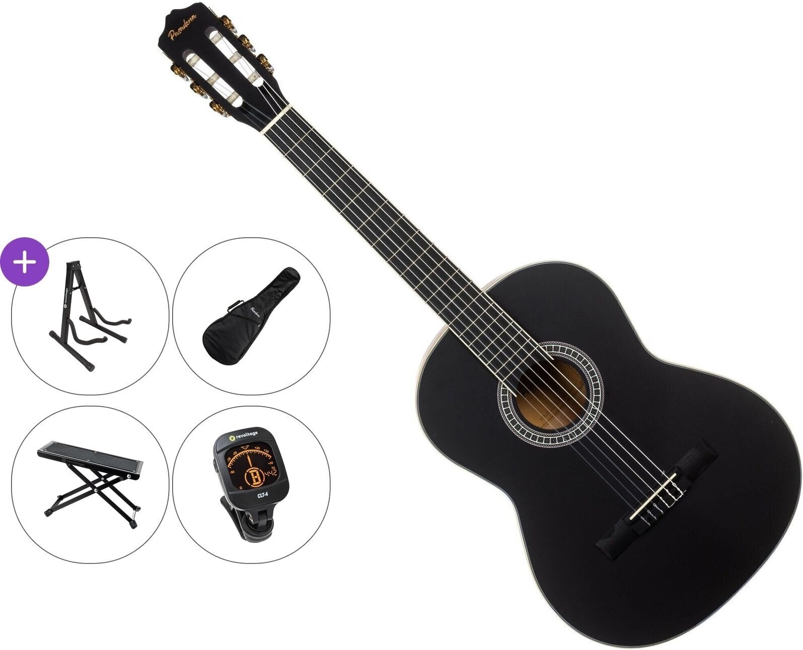 Konzertgitarre Pasadena PC-10L Premium SET 4/4 Black Konzertgitarre