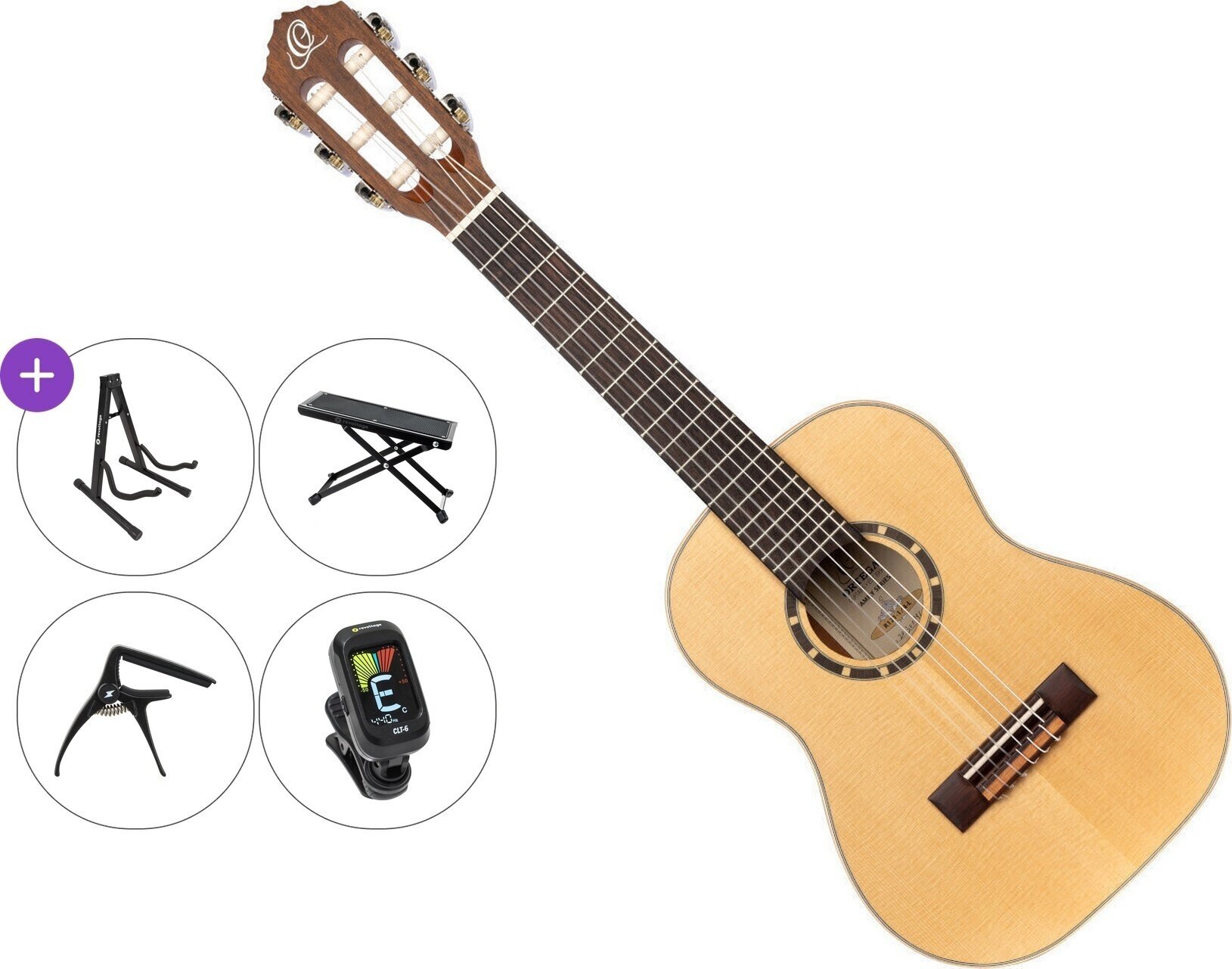 1/4 Konzertgitarre für Kinder Ortega R121-L Premium SET Natural 1/4 Konzertgitarre für Kinder