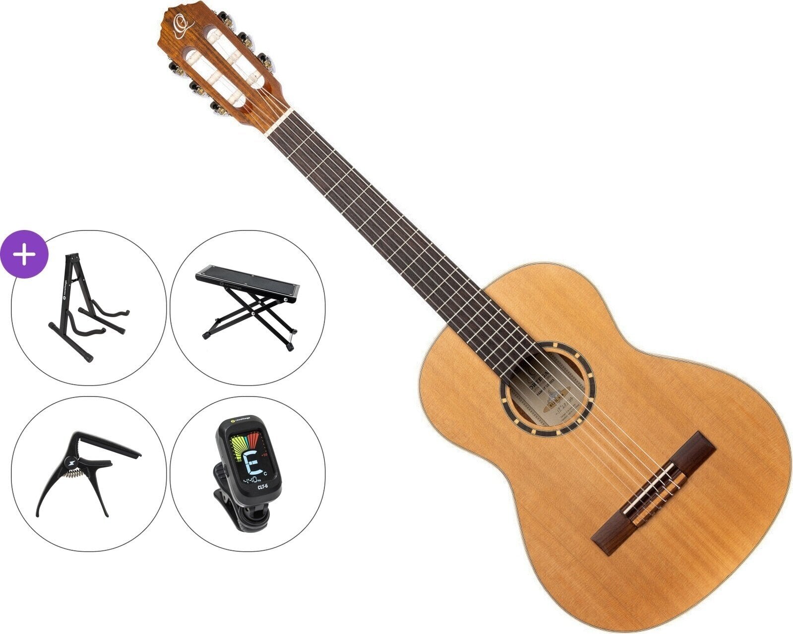 Gitara klasyczna 3/4 dla dzieci Ortega R122L Premium SET Natural Gitara klasyczna 3/4 dla dzieci