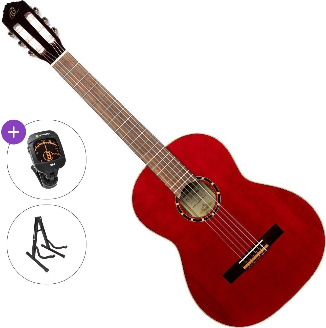 Gitara klasyczna Ortega R121LWR Standard SET 4/4 Wine Red Gitara klasyczna
