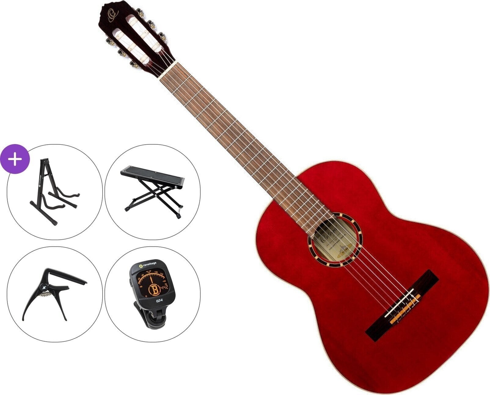 Gitara klasyczna Ortega R121LWR Premium SET 4/4 Wine Red Gitara klasyczna