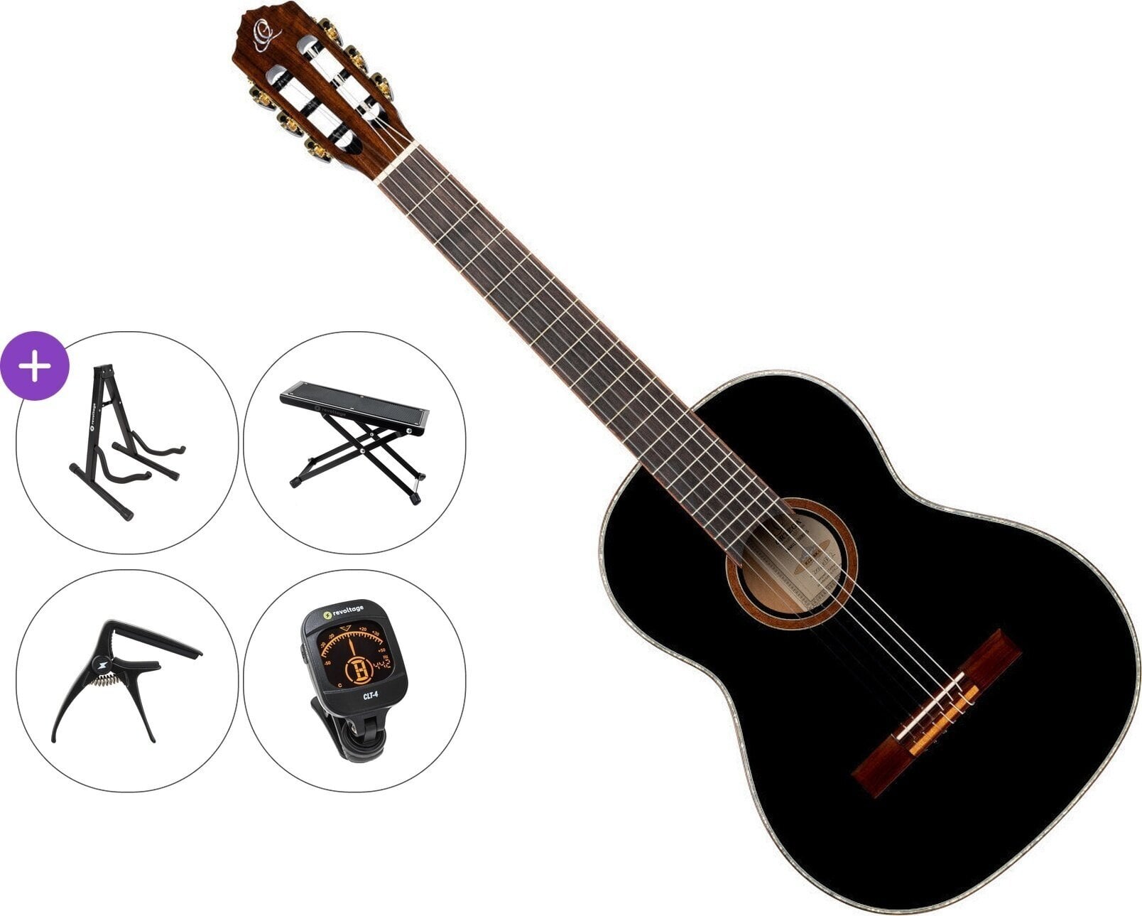 Gitara klasyczna Ortega R221BK-L Premium SET 4/4 Black Gitara klasyczna