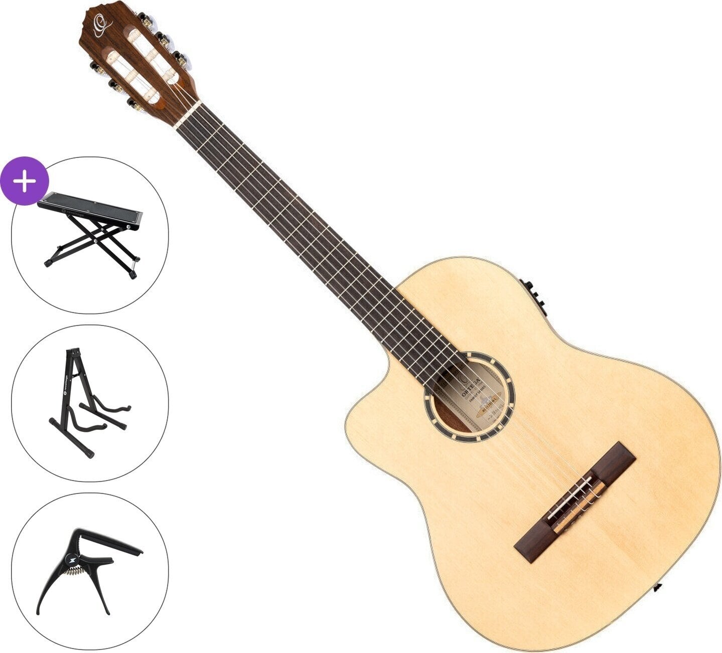 Gitara klasyczna z przetwornikiem Ortega RCE125SN-L Premium SET 4/4 Natural Gitara klasyczna z przetwornikiem