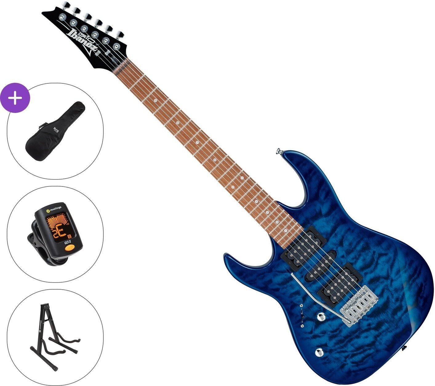 Chitarra Elettrica Ibanez GRX70QAL-TBB Basic SET Transparent Blue Burst Chitarra Elettrica