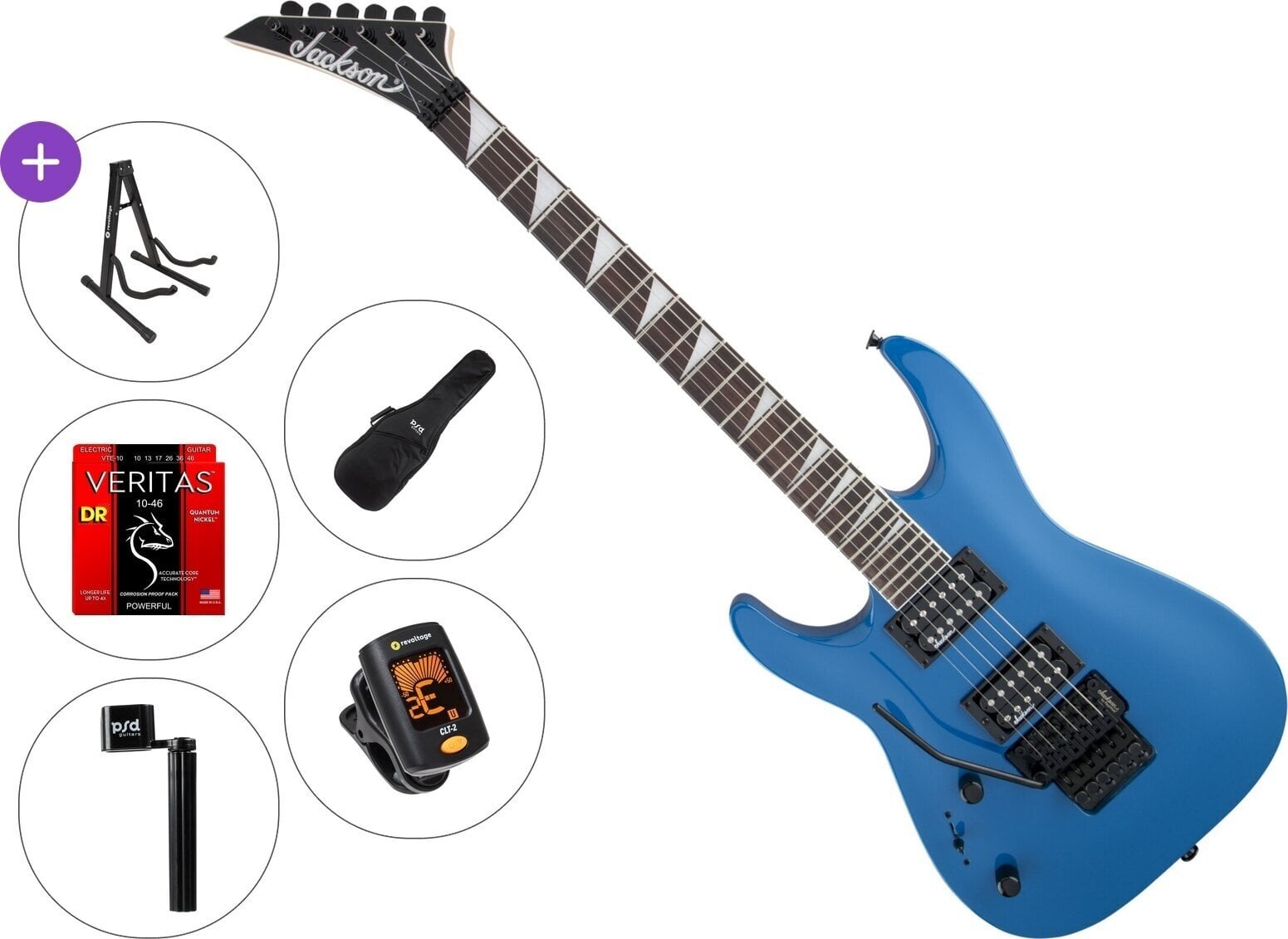 Guitare électrique Jackson JS32L Dinky DKA AH Standard SET Bright Blue Guitare électrique
